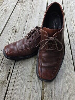 Bostonian 2‎ Pod Comfort Dress Shoes Men's Leather Brown Oxford Lace Apron Toe